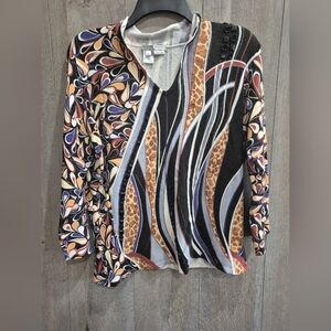 Alberto Makali Long Sleeve Shirt Jeweled Shirt (Size XL)